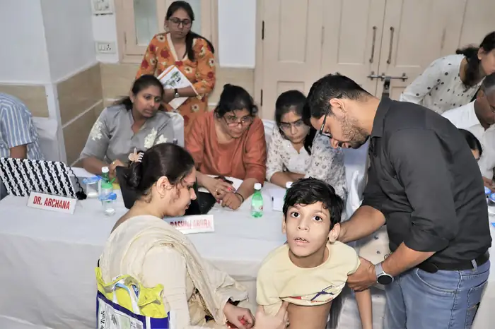 A father and child collecting medicines